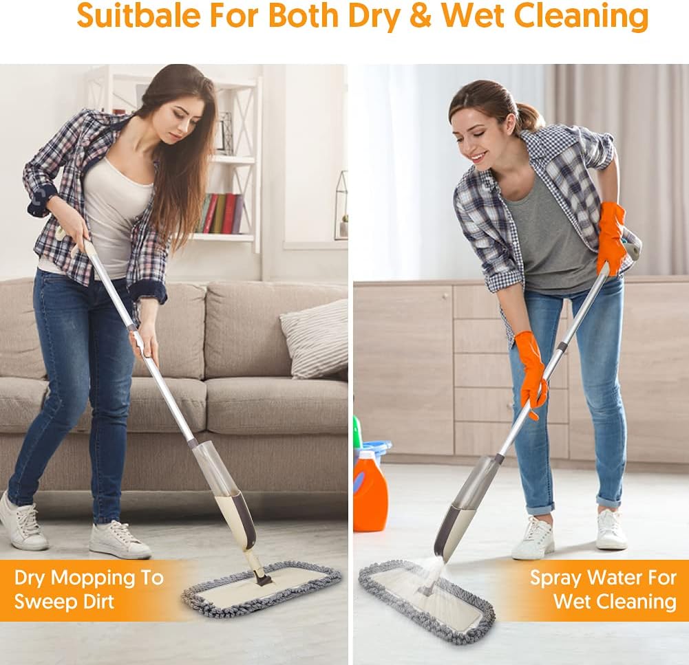 MEXERRIS 3x Reusable Microfiber Spray Dust Mop for Hardwood Floors