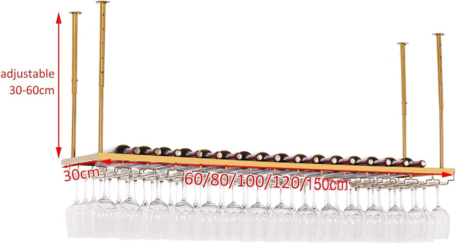 Pimex Gold Ceiling Wine Rack with Adjustable Height