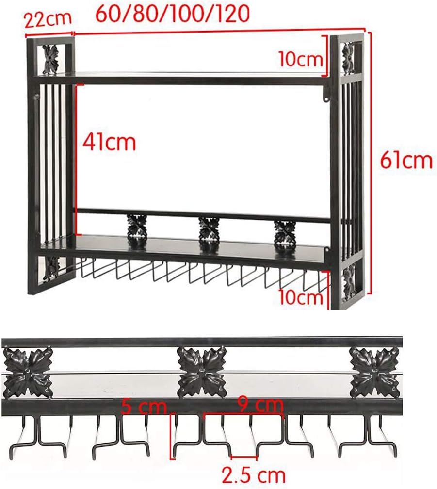 Pimex Wall-Mounted Wine Rack with Hooks and Double Layer Storage