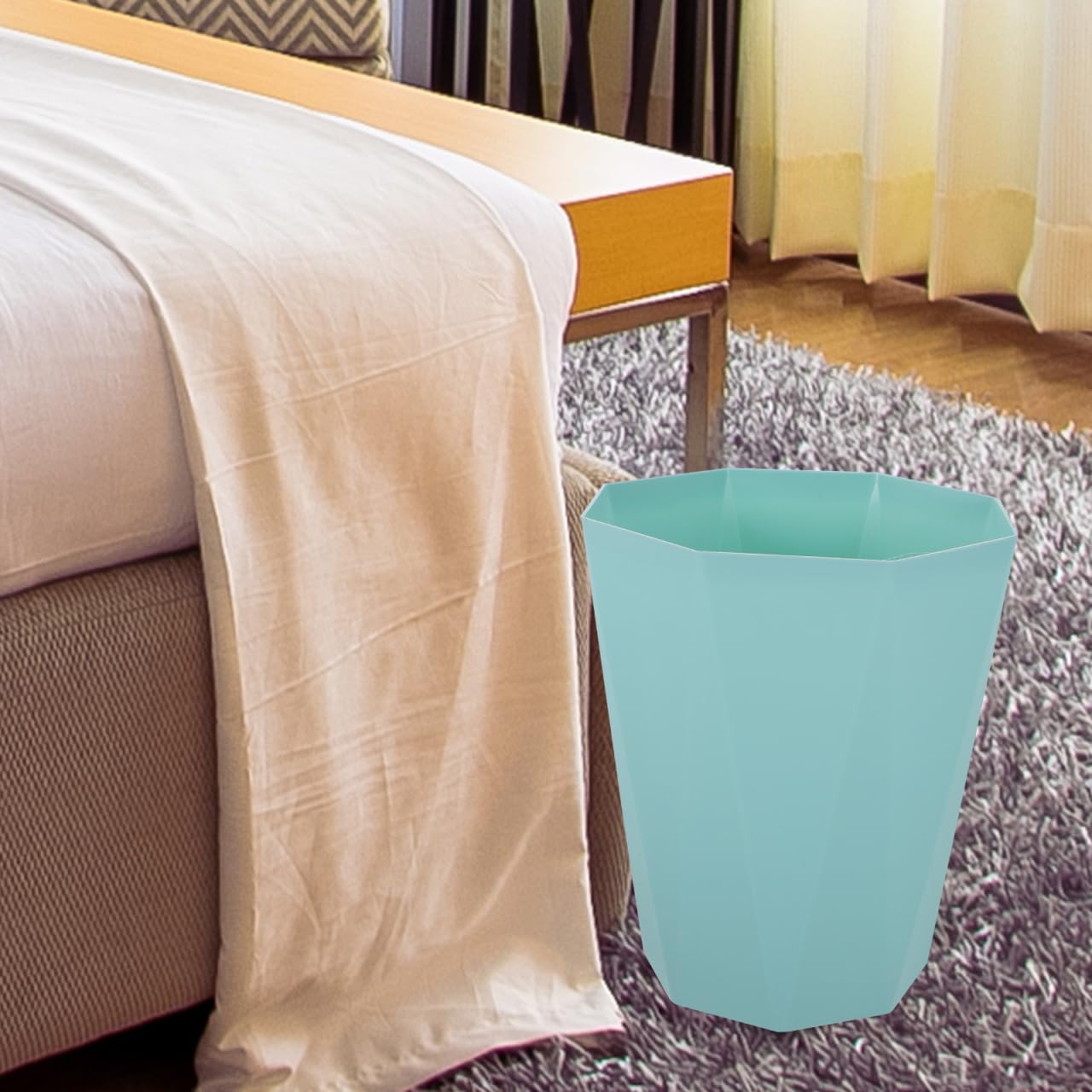 Emerald Green Diamond Pattern 5L Trash Can for Home