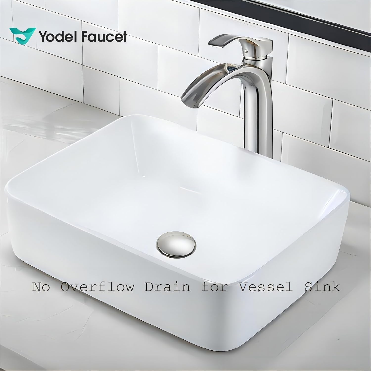 Yodel Vessel Sink Drain Stopper - Brushed Nickel No Overflow 1 34 Fit