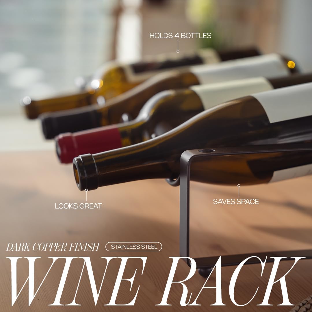 1-Tier Metal Wine Rack for Countertop - 4 Bottle Storage