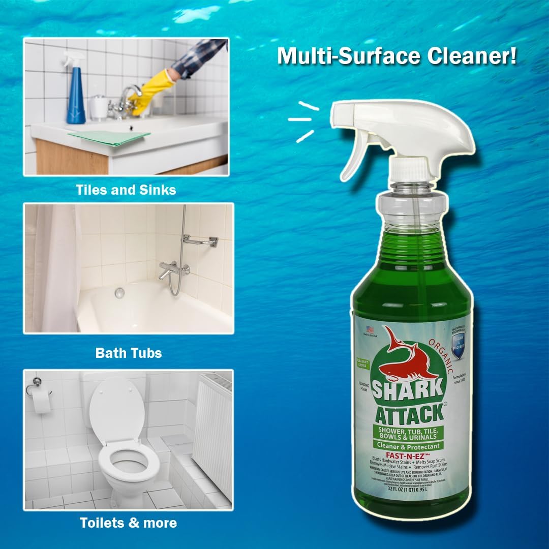 Shark Attack Organic Bathroom Cleaner 32 Oz Green