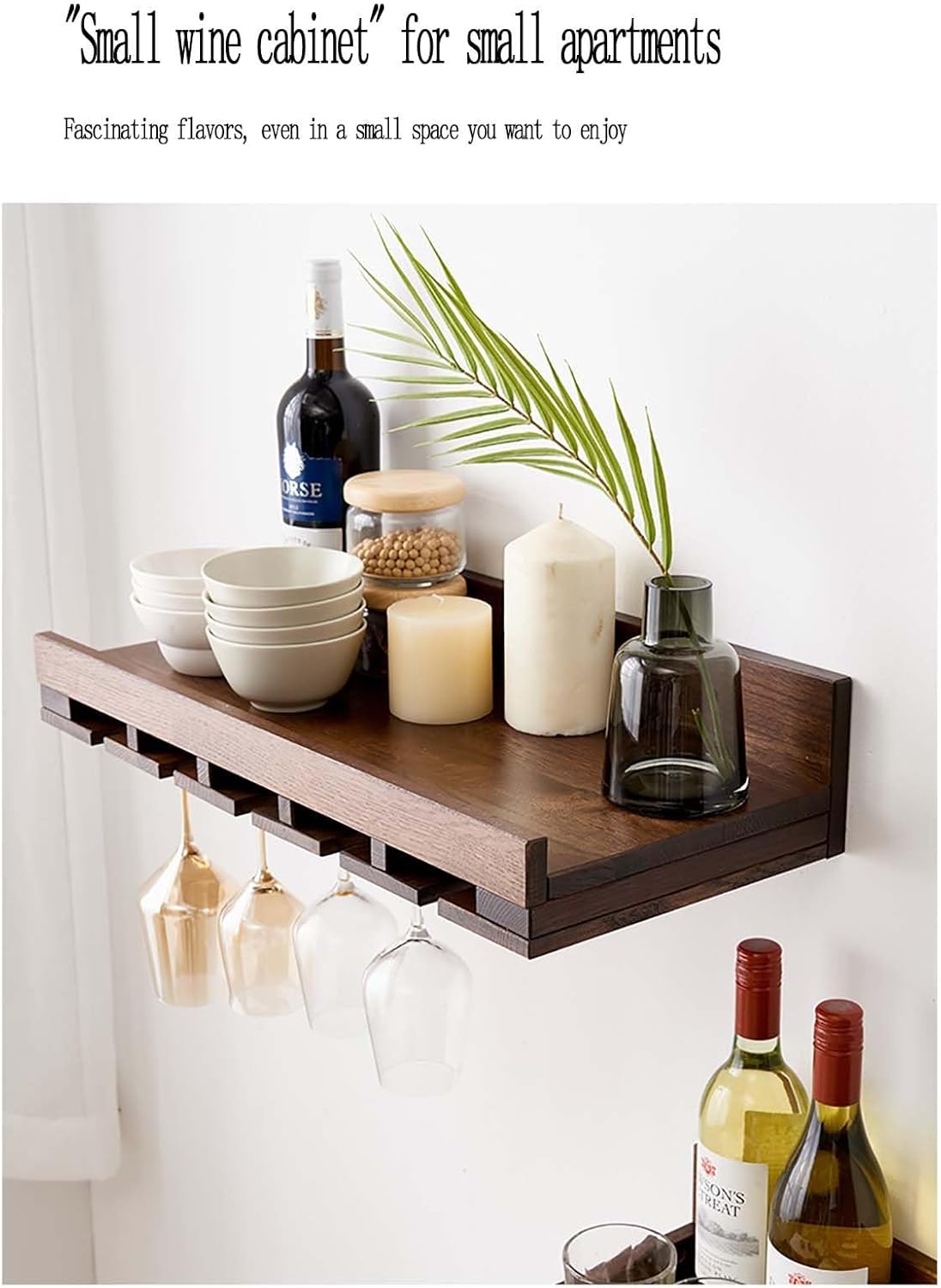 ZUGIATP Floating Wine Rack Wall Mounted Wood Storage Stand