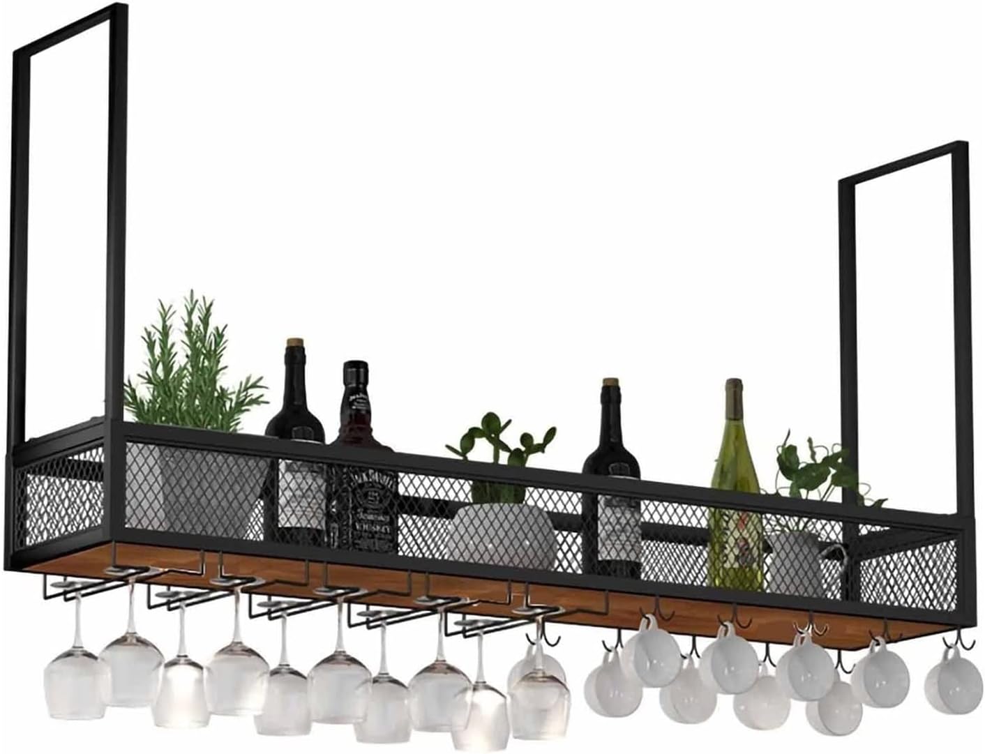 ZJDYDY Wall-Mounted Wine Rack with Glass Holder 1