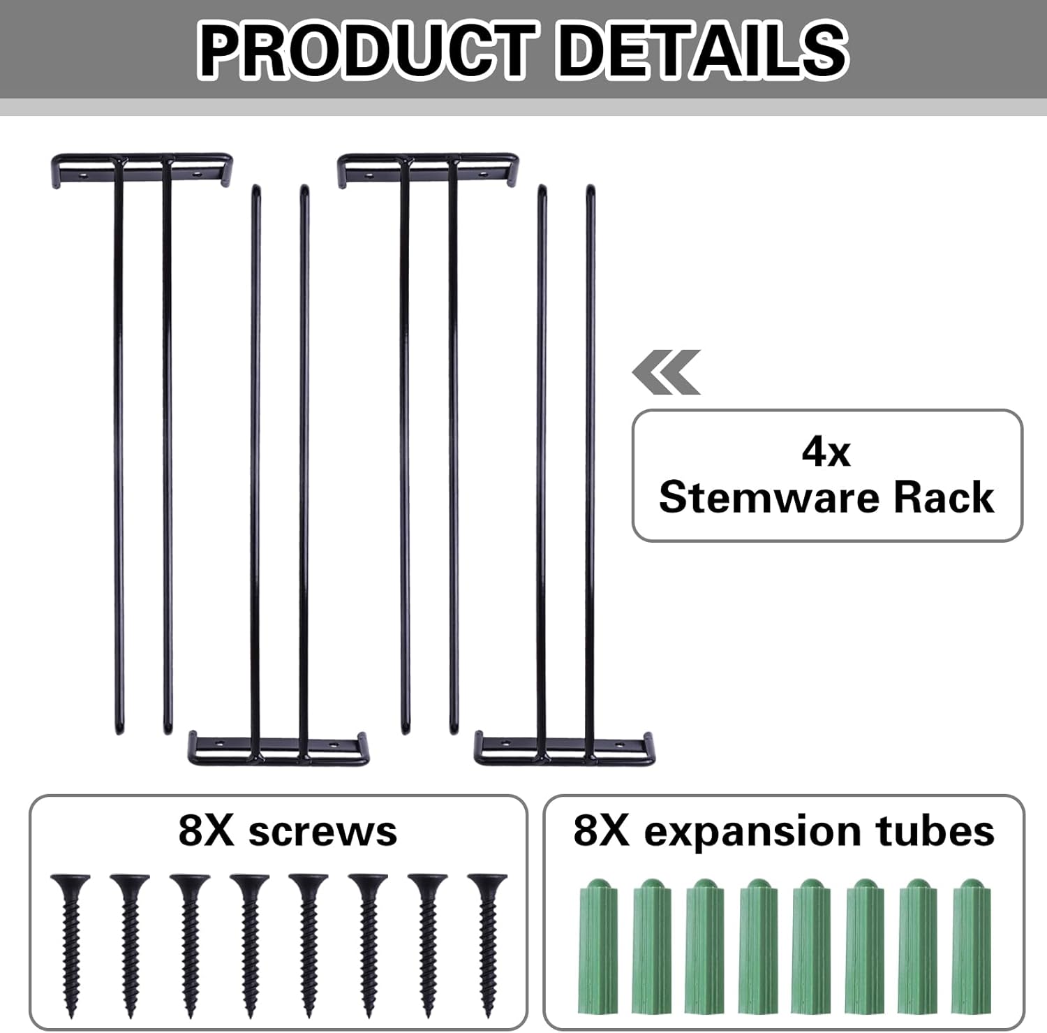 118 Inch Wine Glass Rack Set of 4 Metal Holder 1