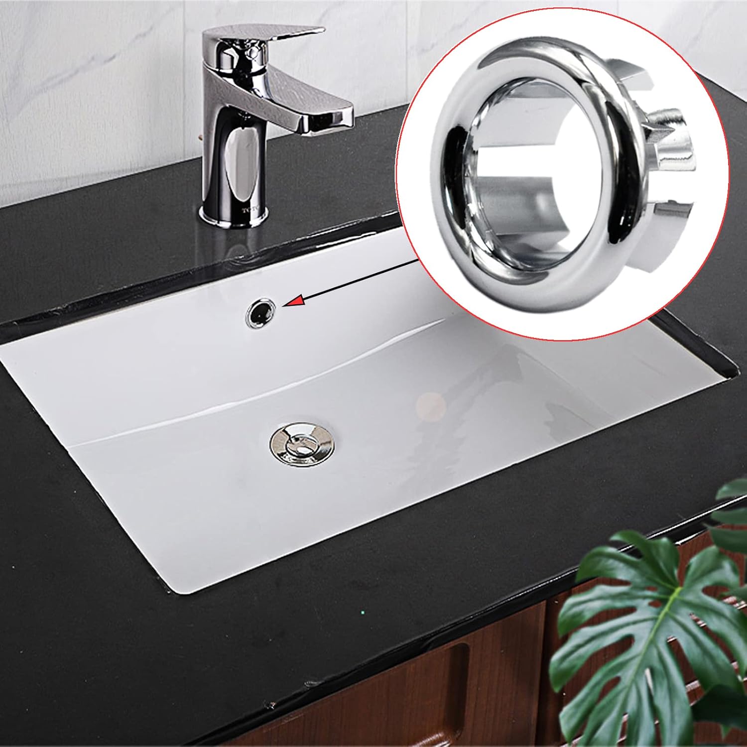 4 Pack Chrome Overflow Drain Cover for Sink Basins