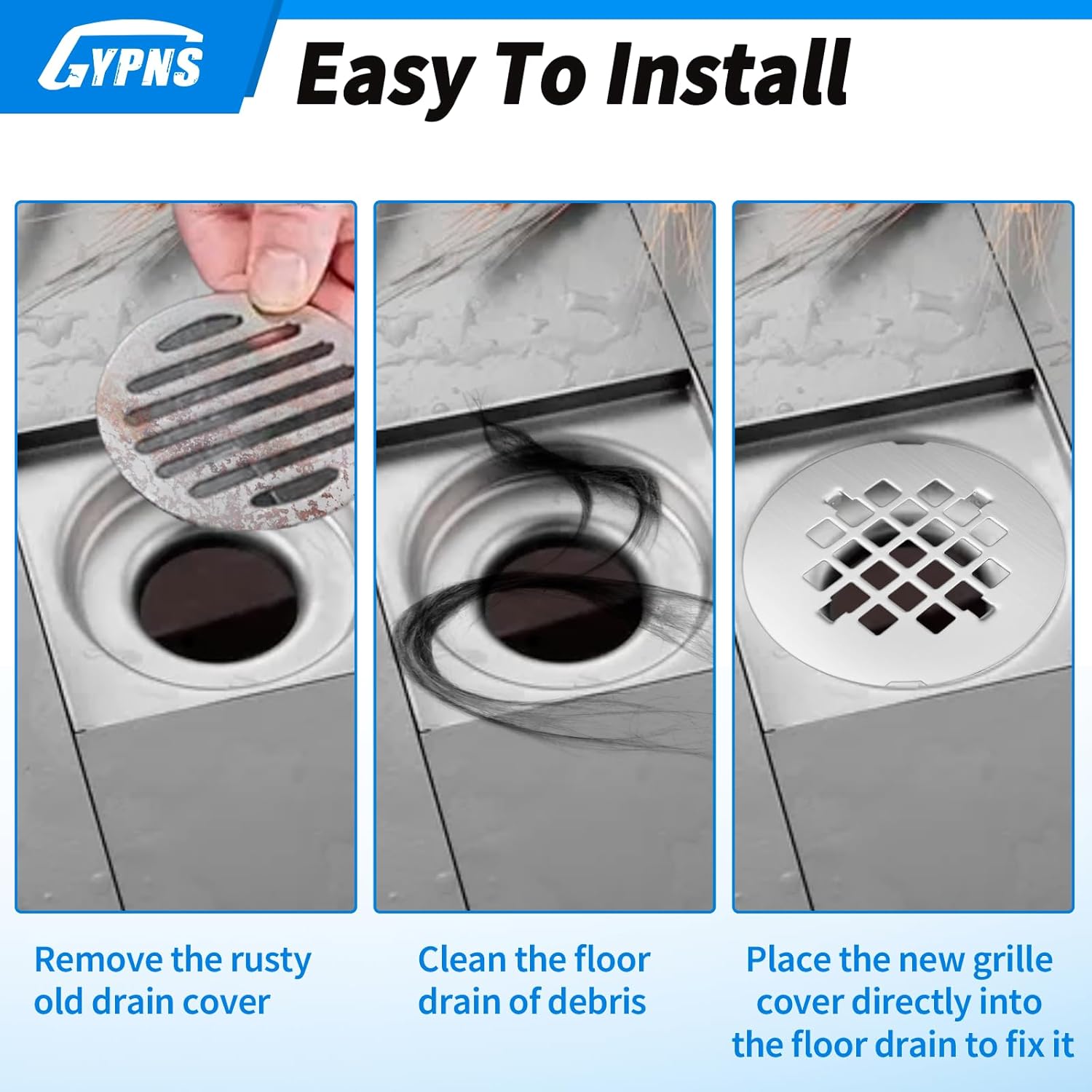 GYPNS Chrome Shower Drain Cover 4-14 Inch Round 2 Pack