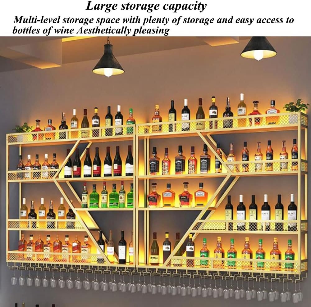 LED Wall Mounted Wine Rack with Glass Hangers 1