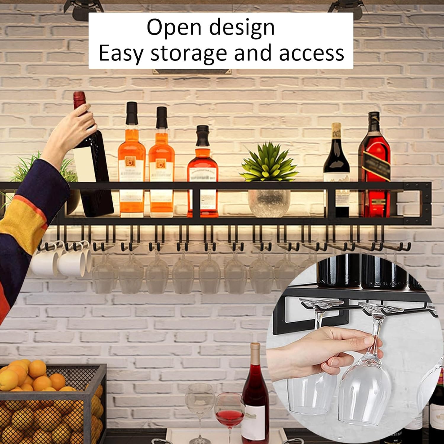 Wall-Mounted Wine Glass Holder For Kitchen Bar