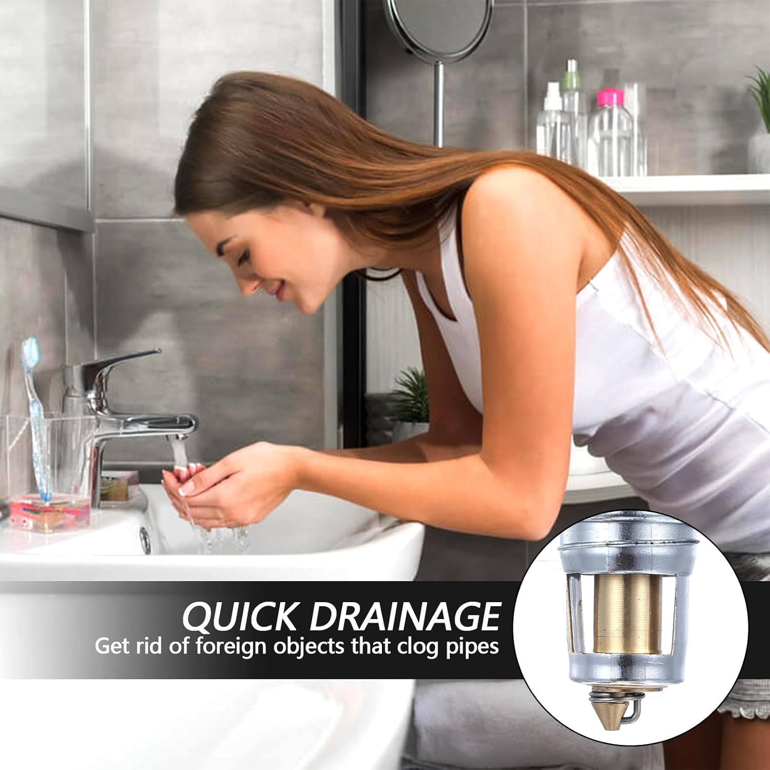 LLOUSSAK Drain Stopper with Anti-Clogging Basket