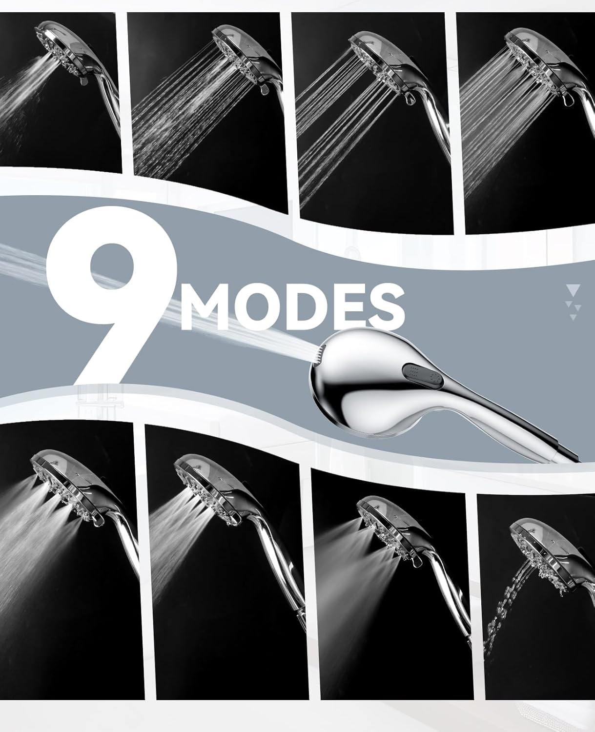 JDO High Pressure Handheld Shower Head 9 Settings
