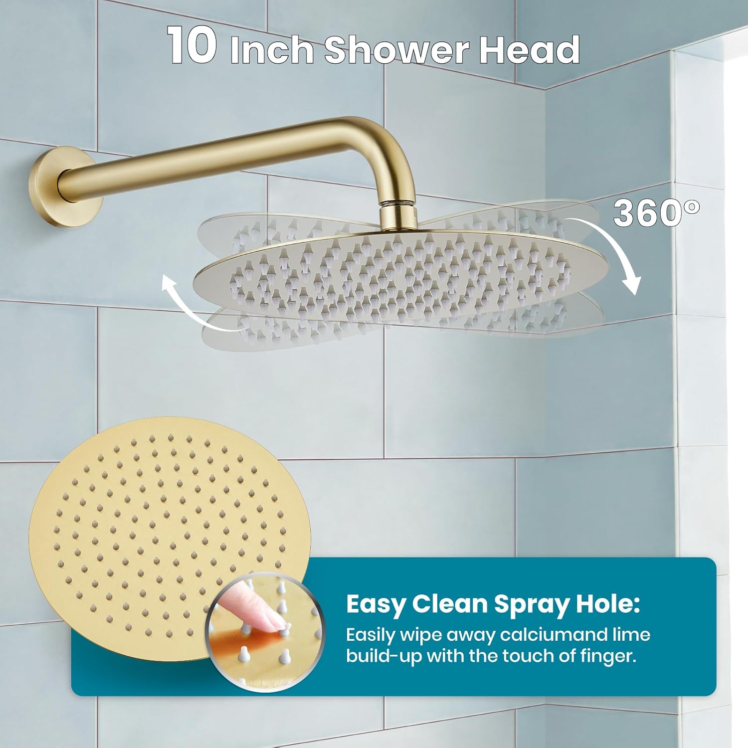gotonovo 10 Inch Round Rainfall Showerhead with Handheld Spray and Rough In Valve