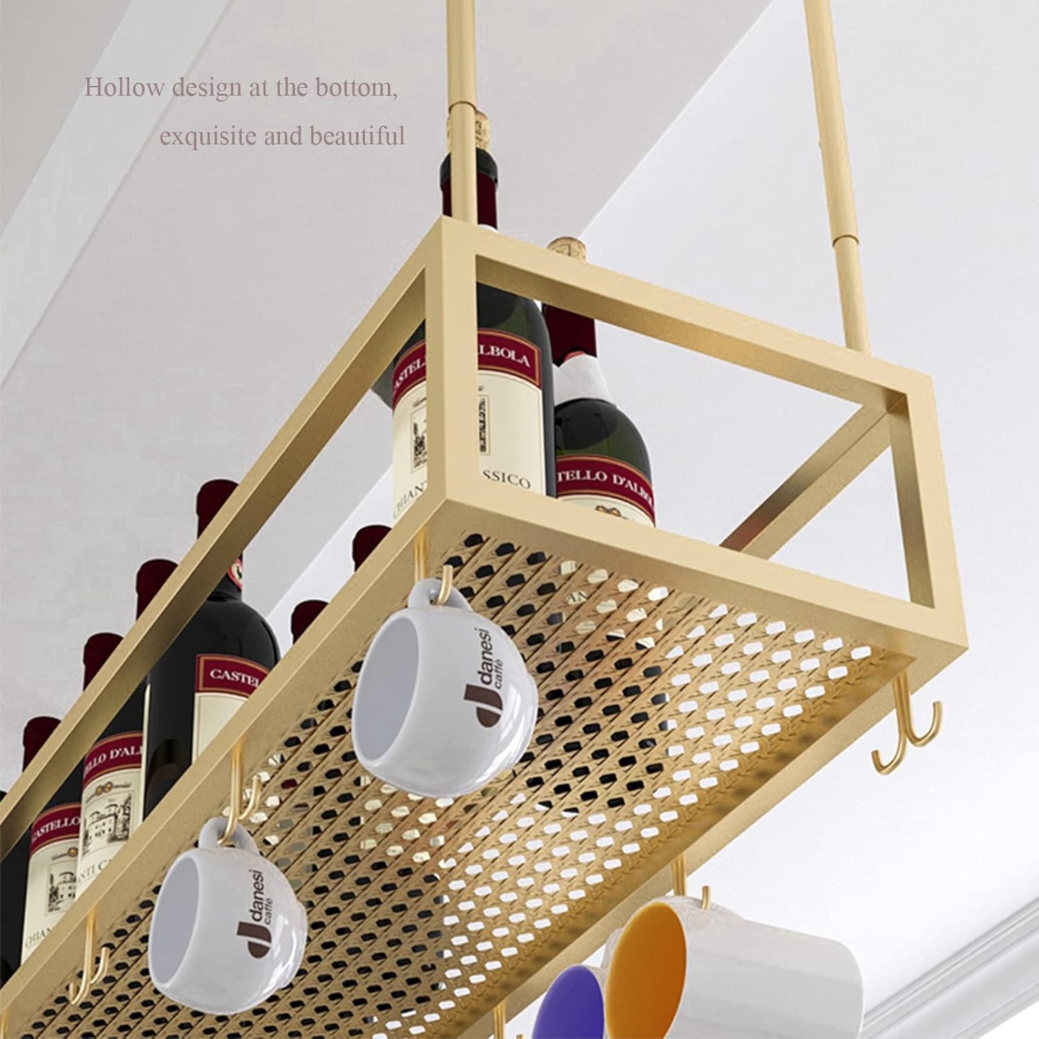 Pimex Wall-Mounted Wine Rack with Adjustable Metal Holder