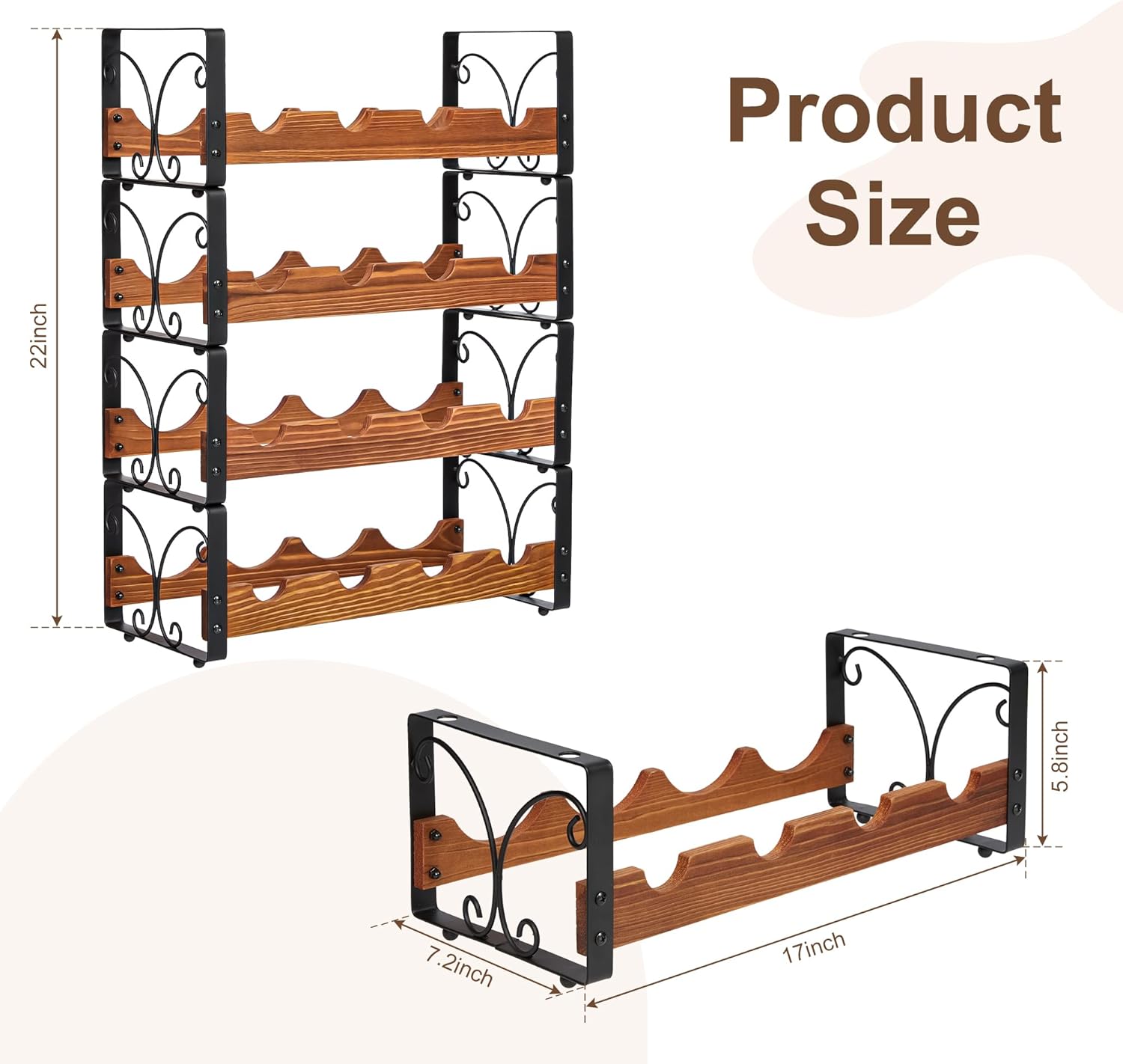 Xcosrack Freestanding Wine Rack with 4 Tiers and Patent Design