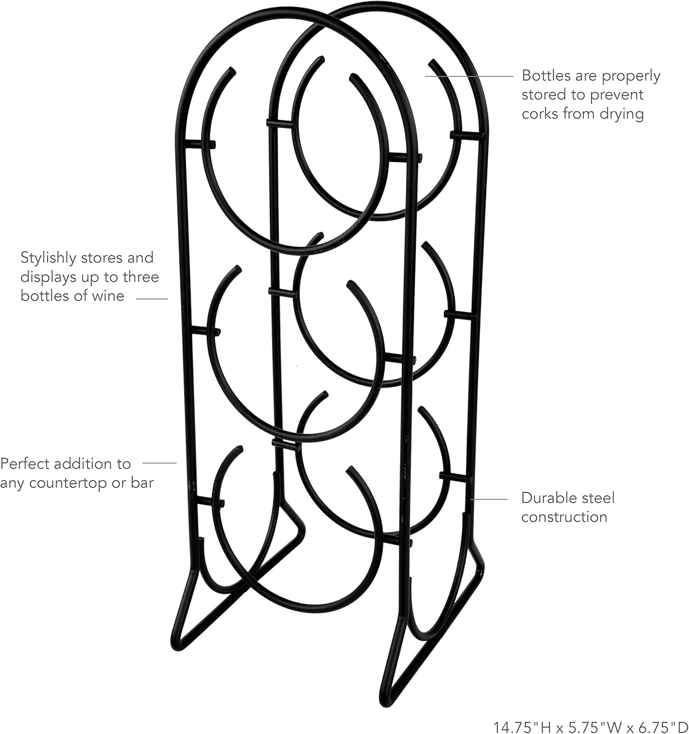 Spectrum 3-Bottle Horseshoe Wine Rack Black