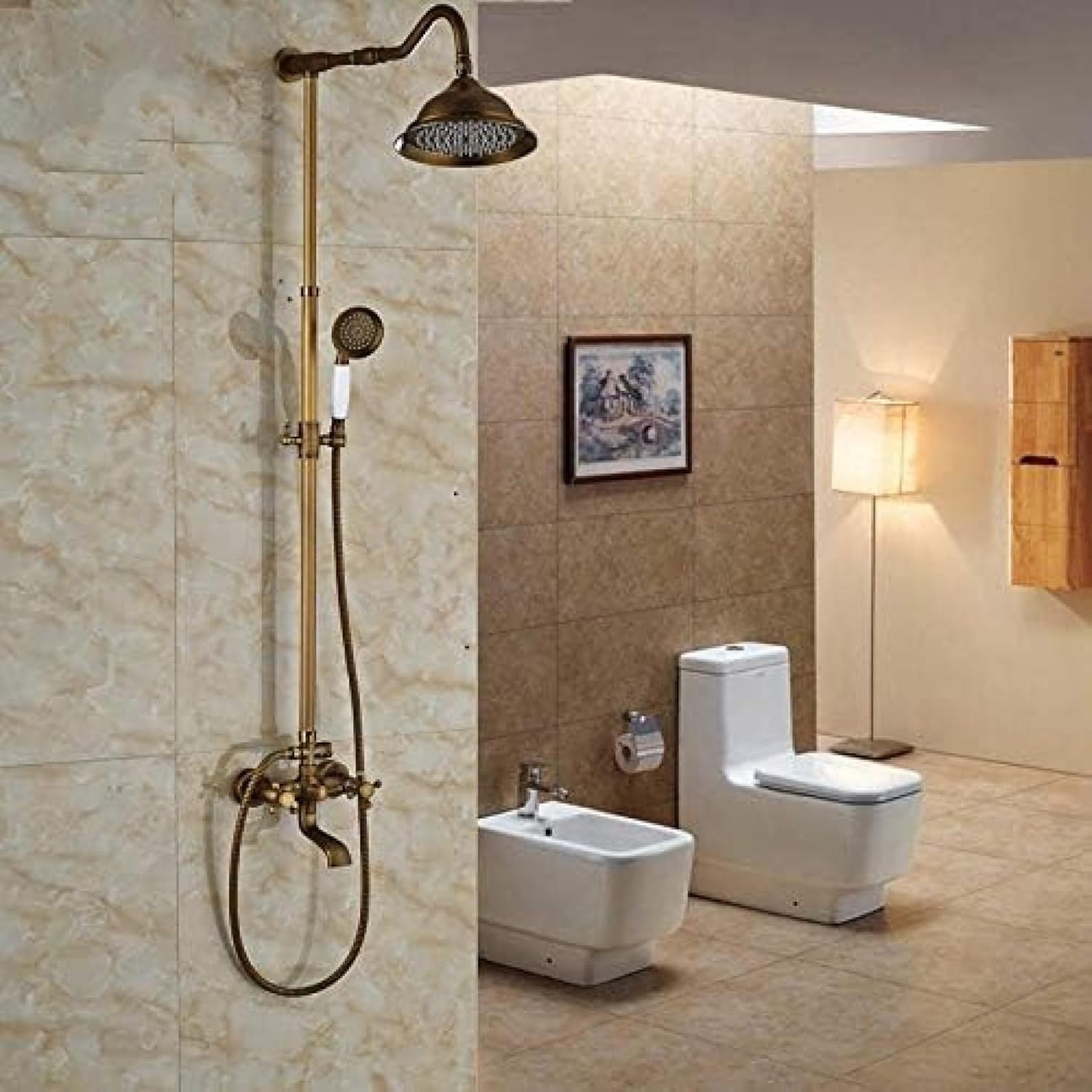 TECKI 8 Rainfall Shower Head with Handheld Faucet Set