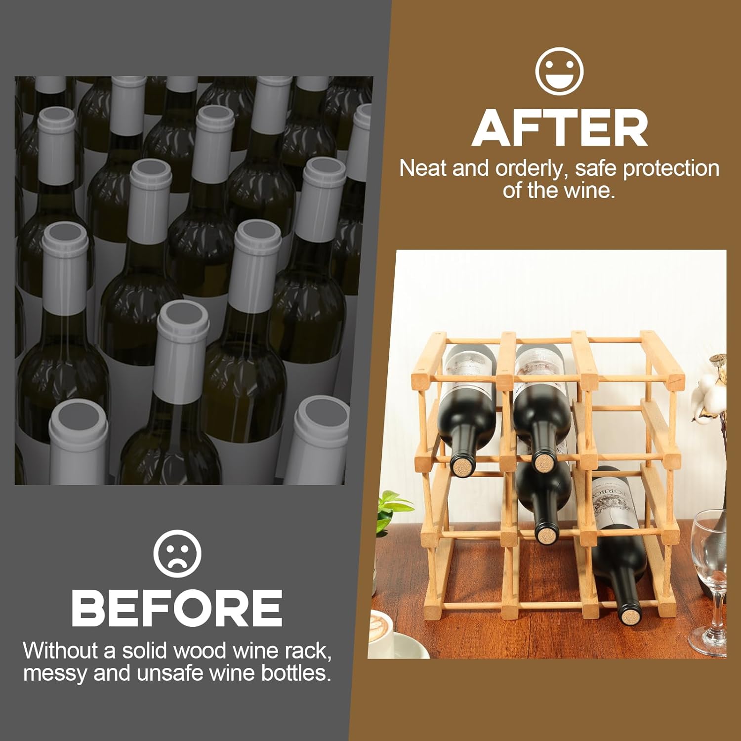 Wensdr 12-Bottle Stackable Wooden Wine Rack