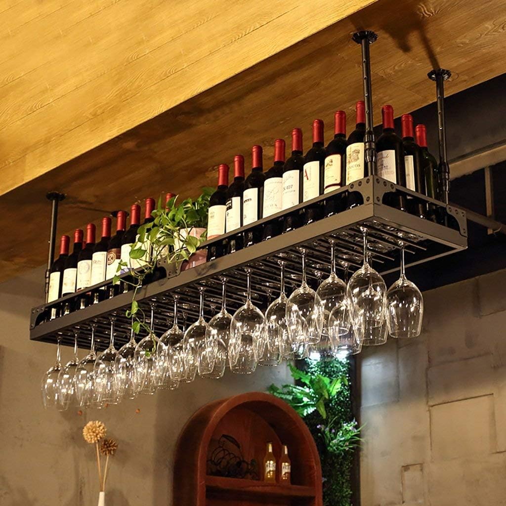 CGF- Wall-Mounted Wine Rack with Upside Down Design Black 60x35cm