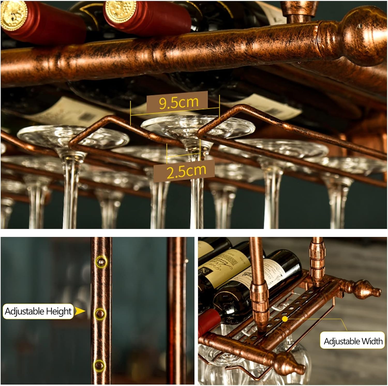 Ceiling Hanging Bar Wine Rack - 80x3cm Wrought Iron Storage Shelf