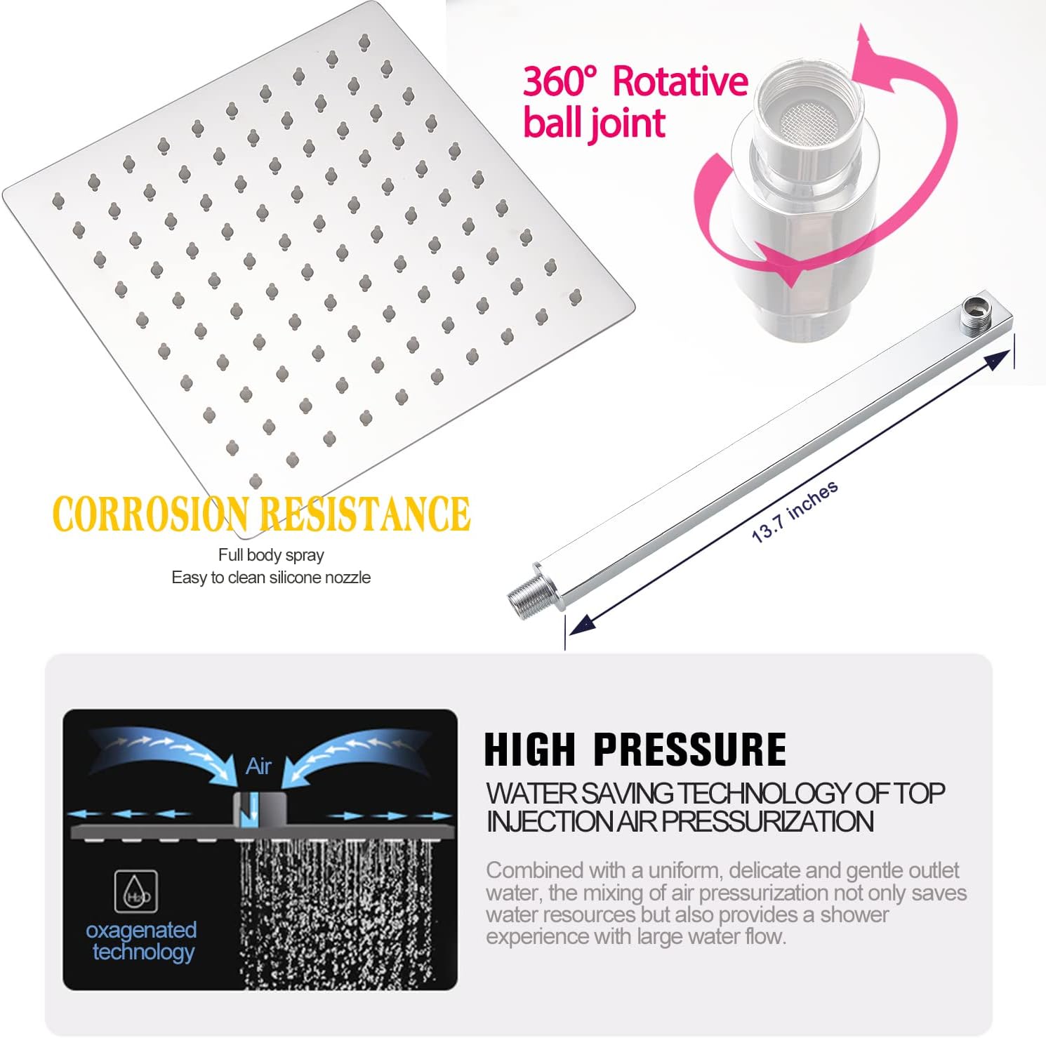 Chrome Shower Faucet Set with Body Jets and Handheld