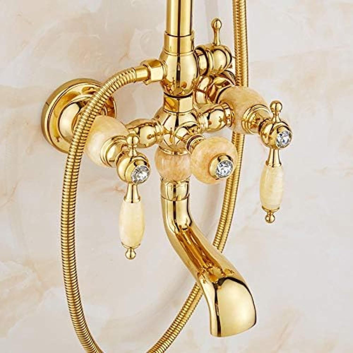 TECKI Luxury Brass Rainfall Shower Set 8 Inch Handheld