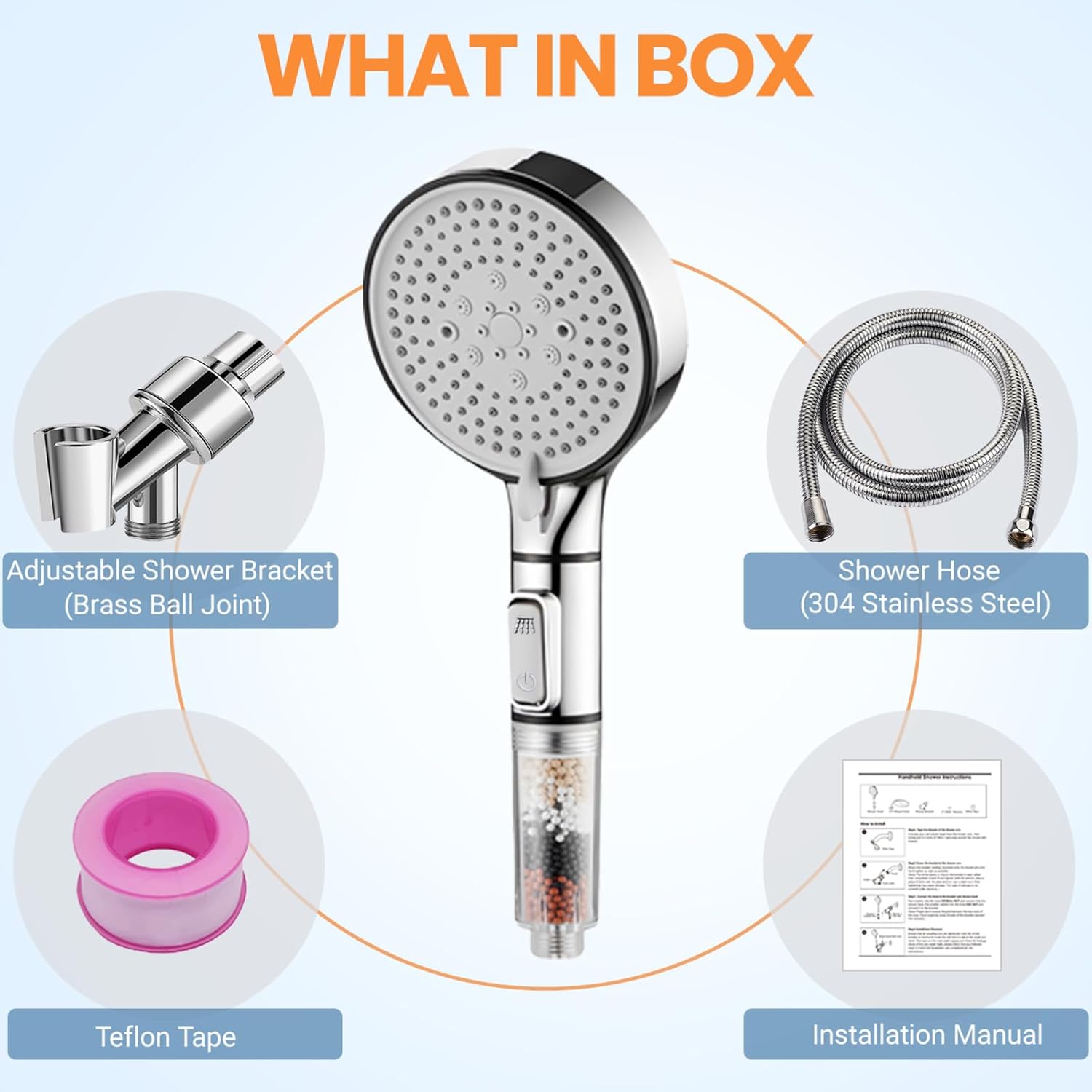 YEEREAD 5 Inch Chrome Shower Head with 5 Spray Modes