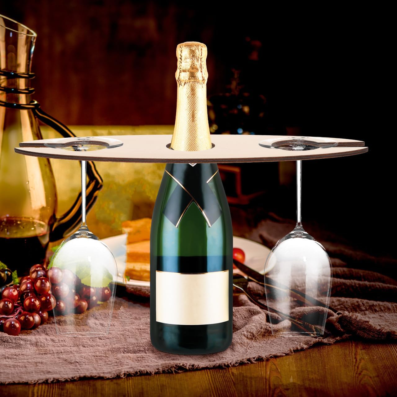 BESTOYARD Wooden Wine Rack - 3 Pack Khaki Freestanding Holder