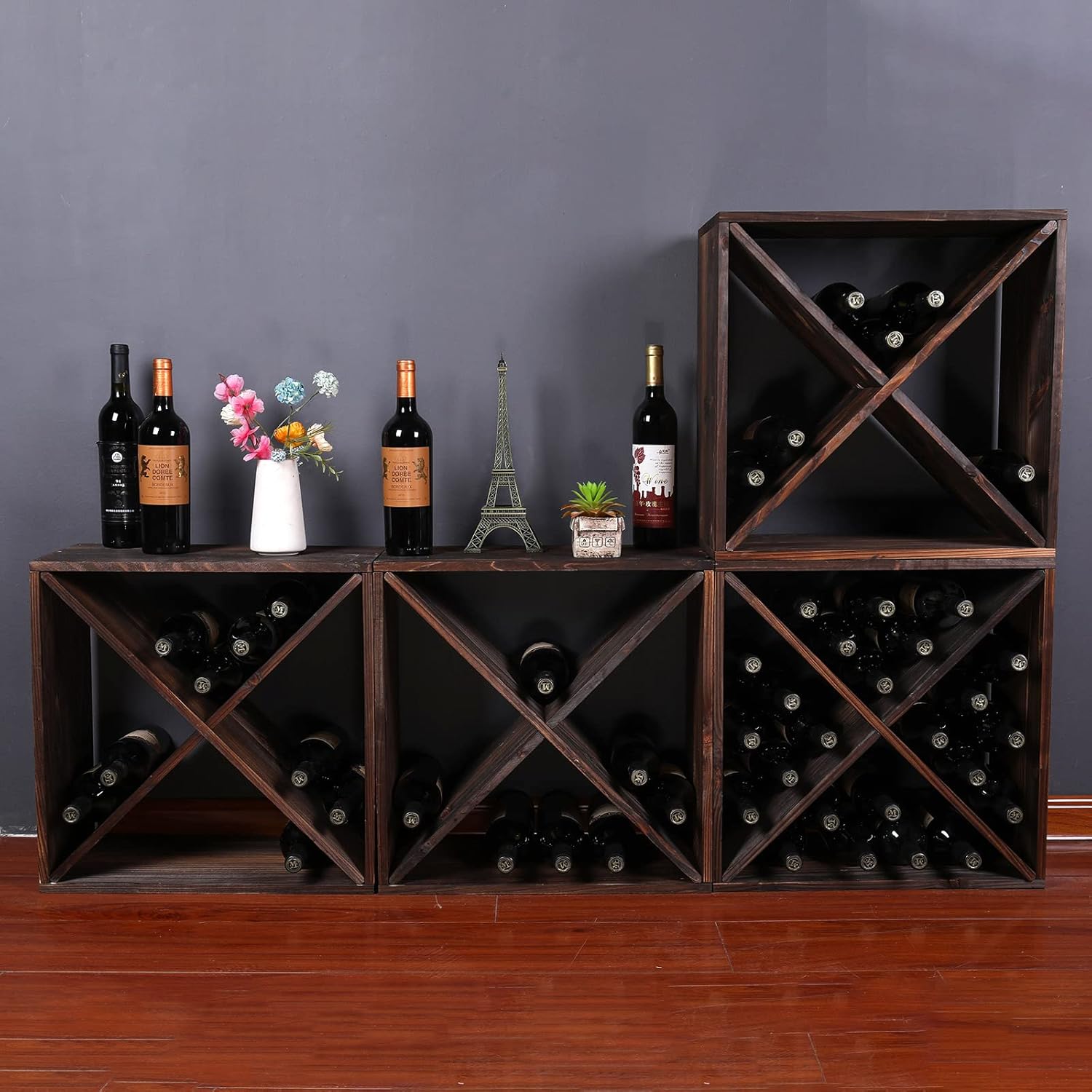 FDHUIJIA 48-Bottle Solid Wood Wine Rack