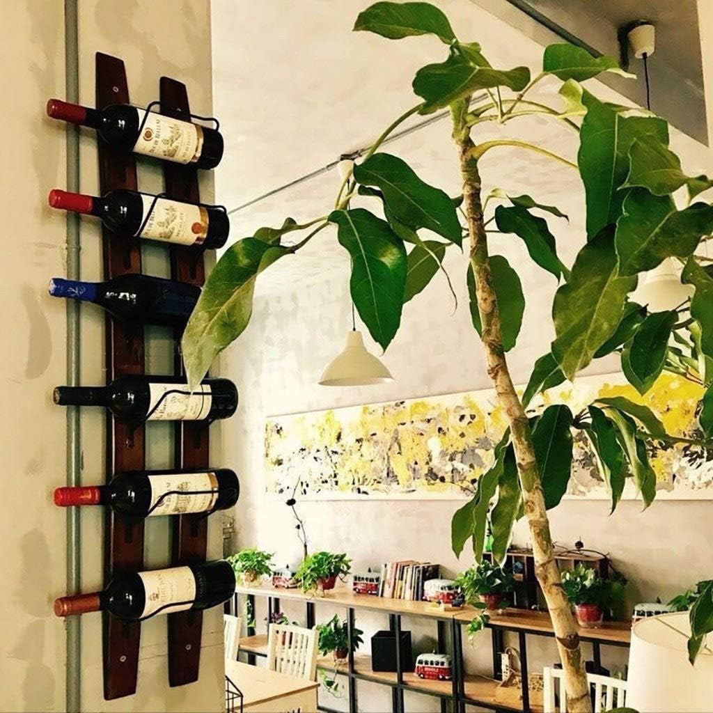 5-15 Bottle Wall-Mounted Wine Rack with Rustic Wood and Iron Frame