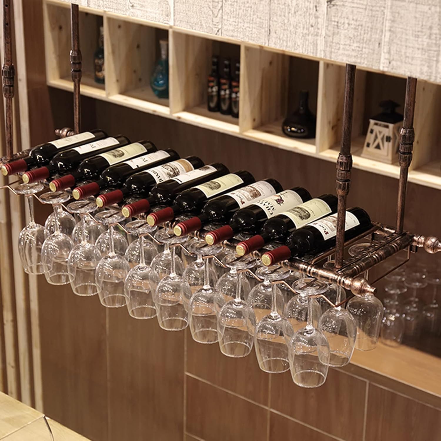 ZJDYDY Wall-Mounted Wine Rack with 2-in-1 Design