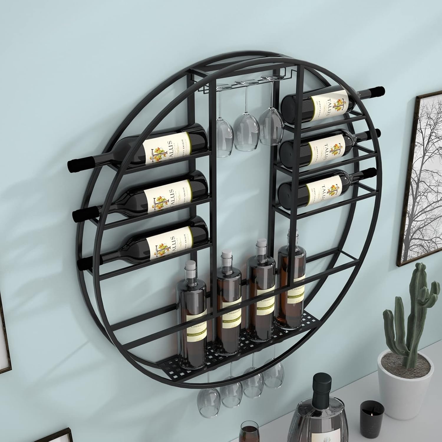ZJDYDY Wall-Mounted Wine Rack Black 80x11x80cm