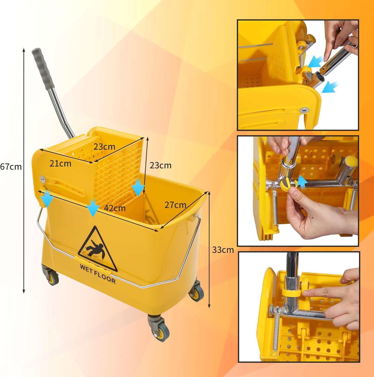 Wajeehaa 22 Qt Mop Bucket with Wringer and Cotton Mop 1