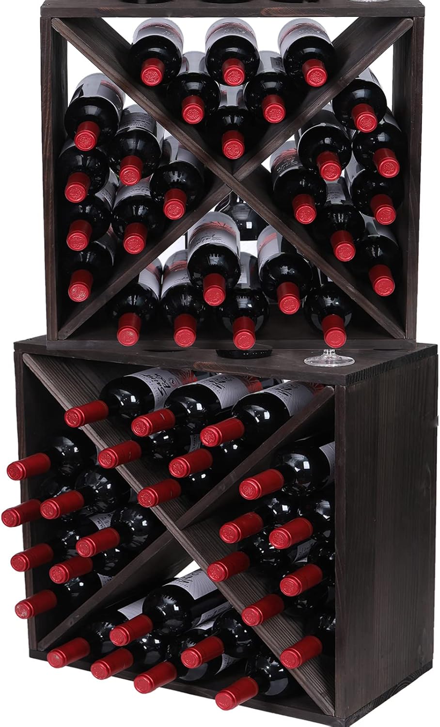 FDHUIJIA 48-Bottle Solid Wood Wine Rack