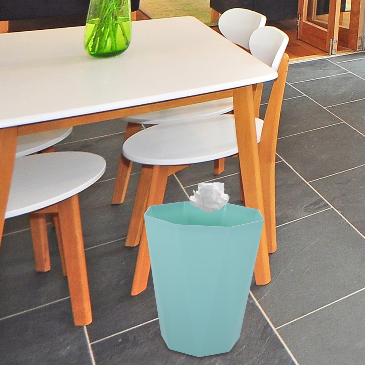 Emerald Green Diamond Pattern 5L Trash Can for Home