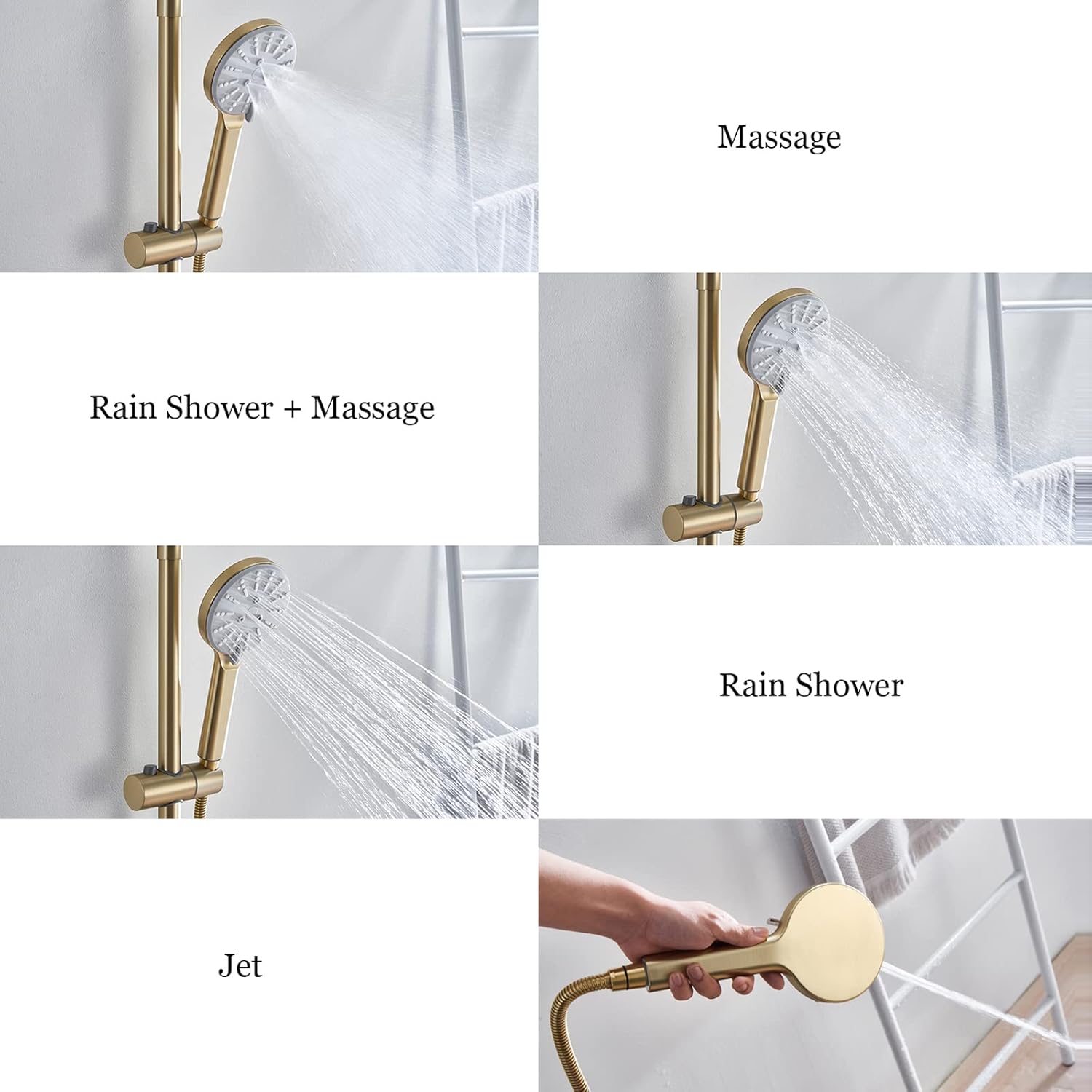 uhyOHF Rain Shower System Set with Adjustable Handle and Handheld Shower