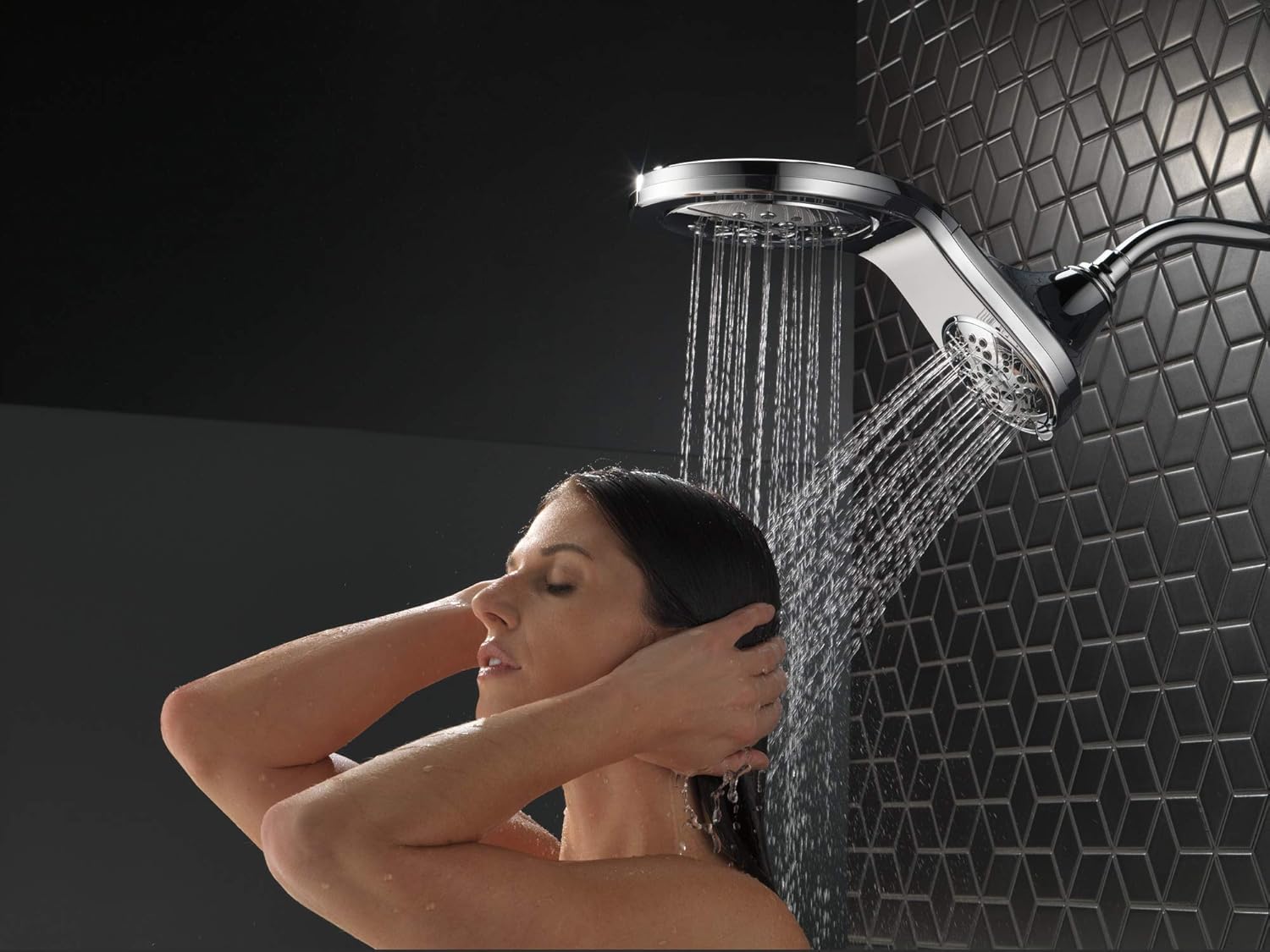 Delta HydroRain 5-Setting Shower Head with Rain Can Matte Black