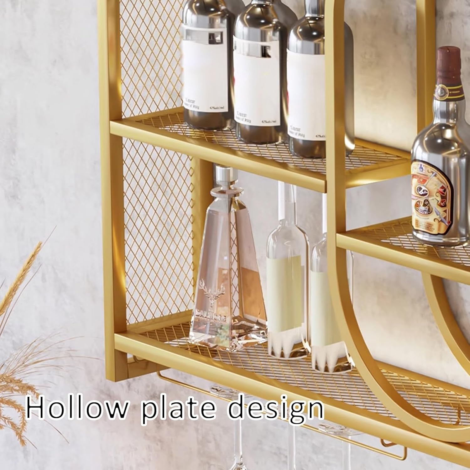 JIAOCKJIAO Wall Mounted Wine Rack with 3 Tiers