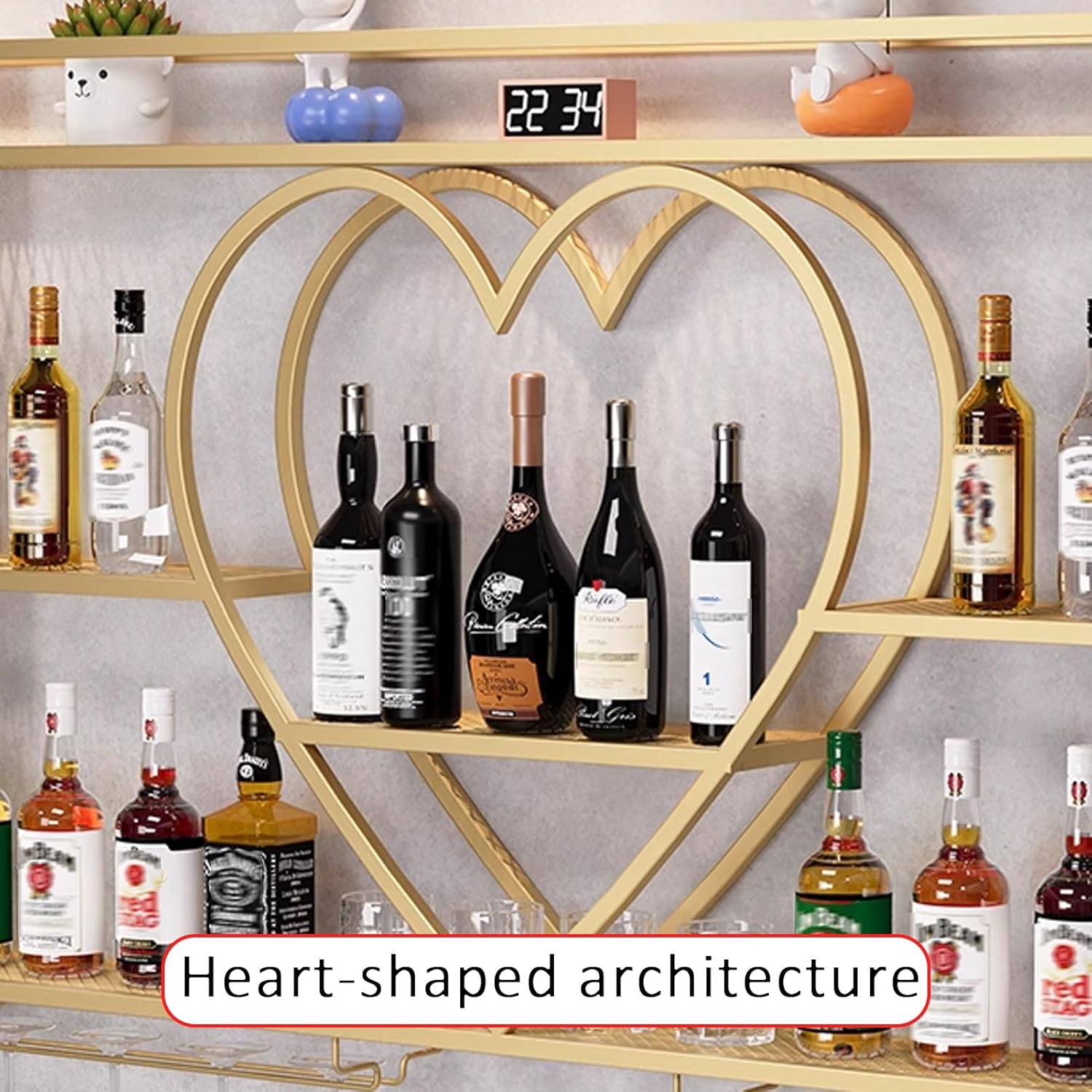 JKGHK 4-Layer Wall Mounted Wine Rack Black Industrial Style