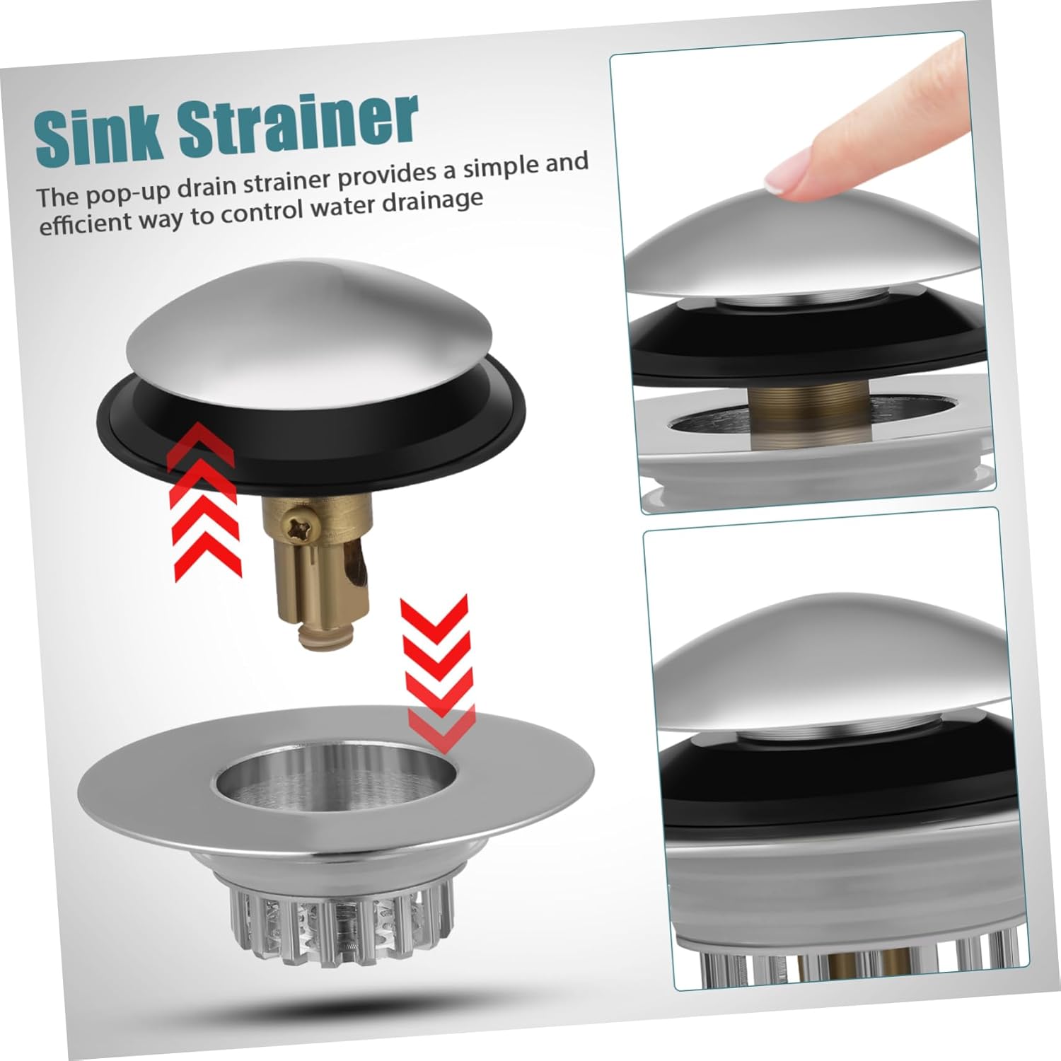 Yardenfun Full Copper Tub Drain Hair Catcher Pop-up Stopper