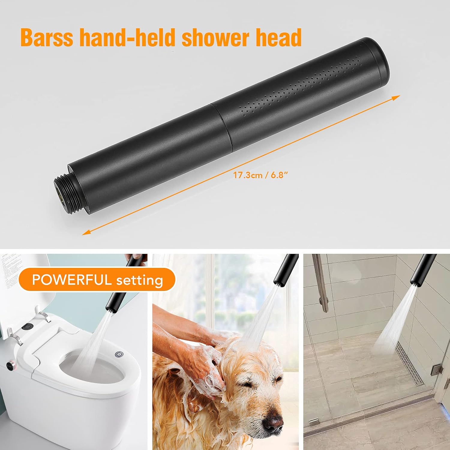 BESy Black Brass Handheld Shower Head 2 In 1 Set