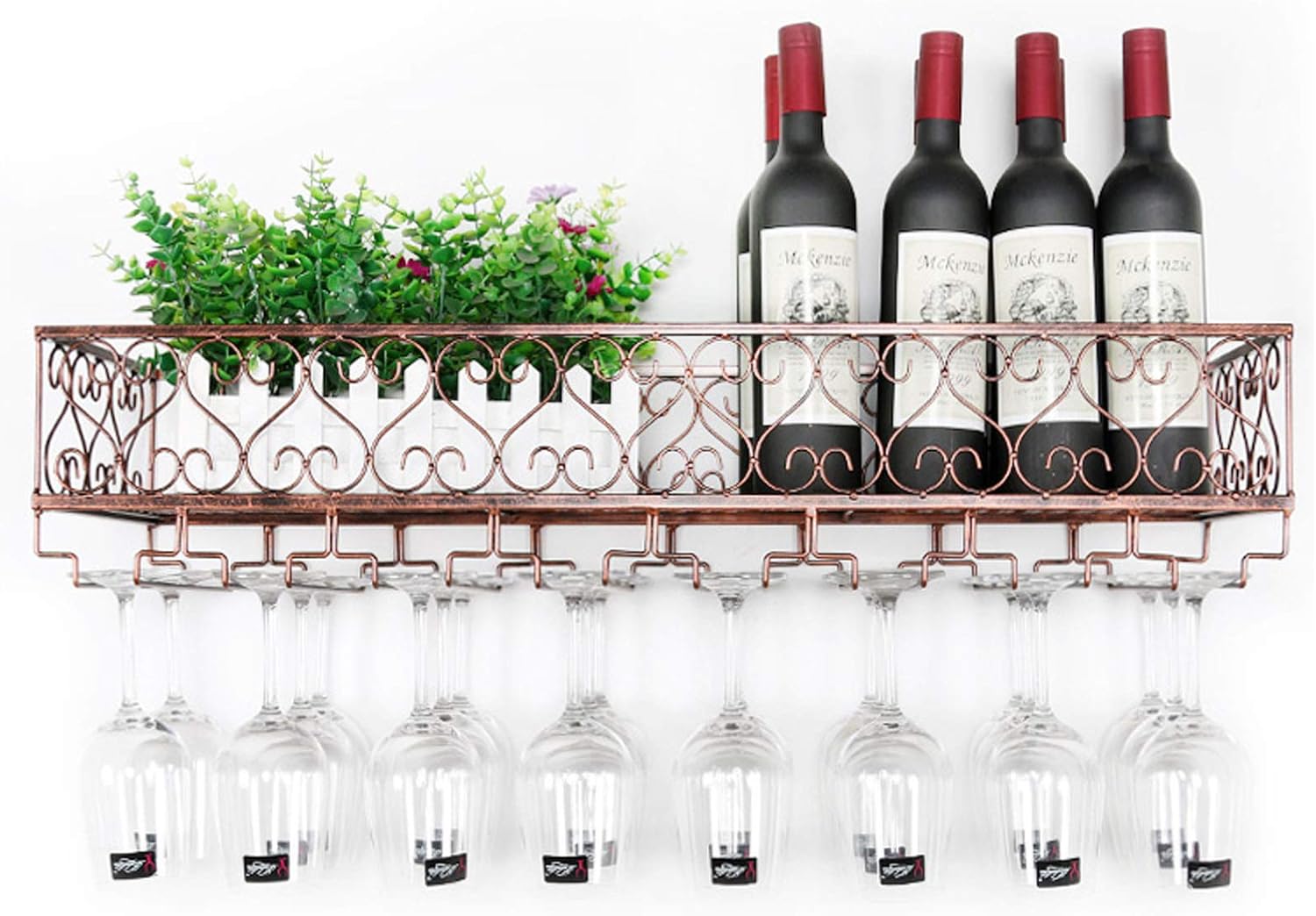 CGF- Wall Mounted Wine Rack with 8 Glass Holders