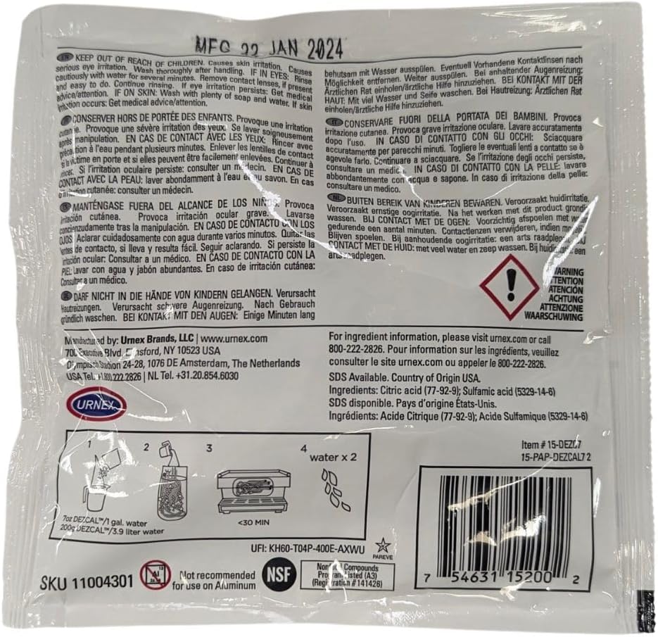 Urnex Dezcal Activated Scale Remover 7 oz