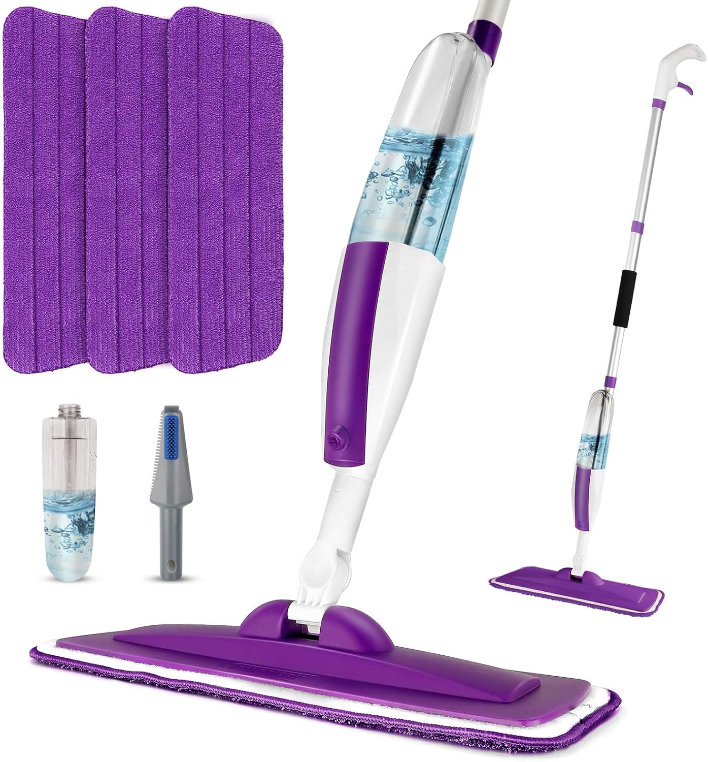 Panda Grip Wet Spray Mop with 14 oz Refill and 3 Microfiber Pads