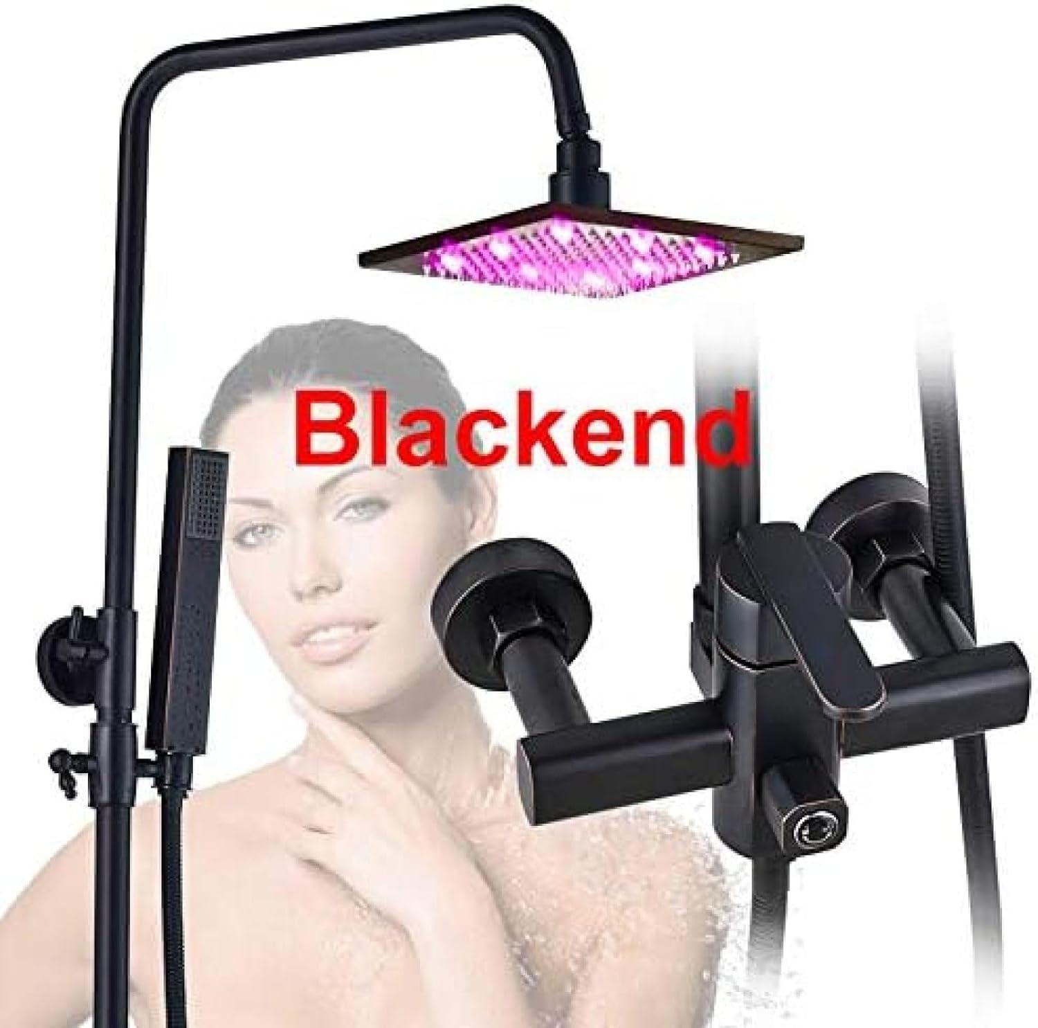 TECKI Shower Faucet Set with LED Rainfall Head and Handheld Tap