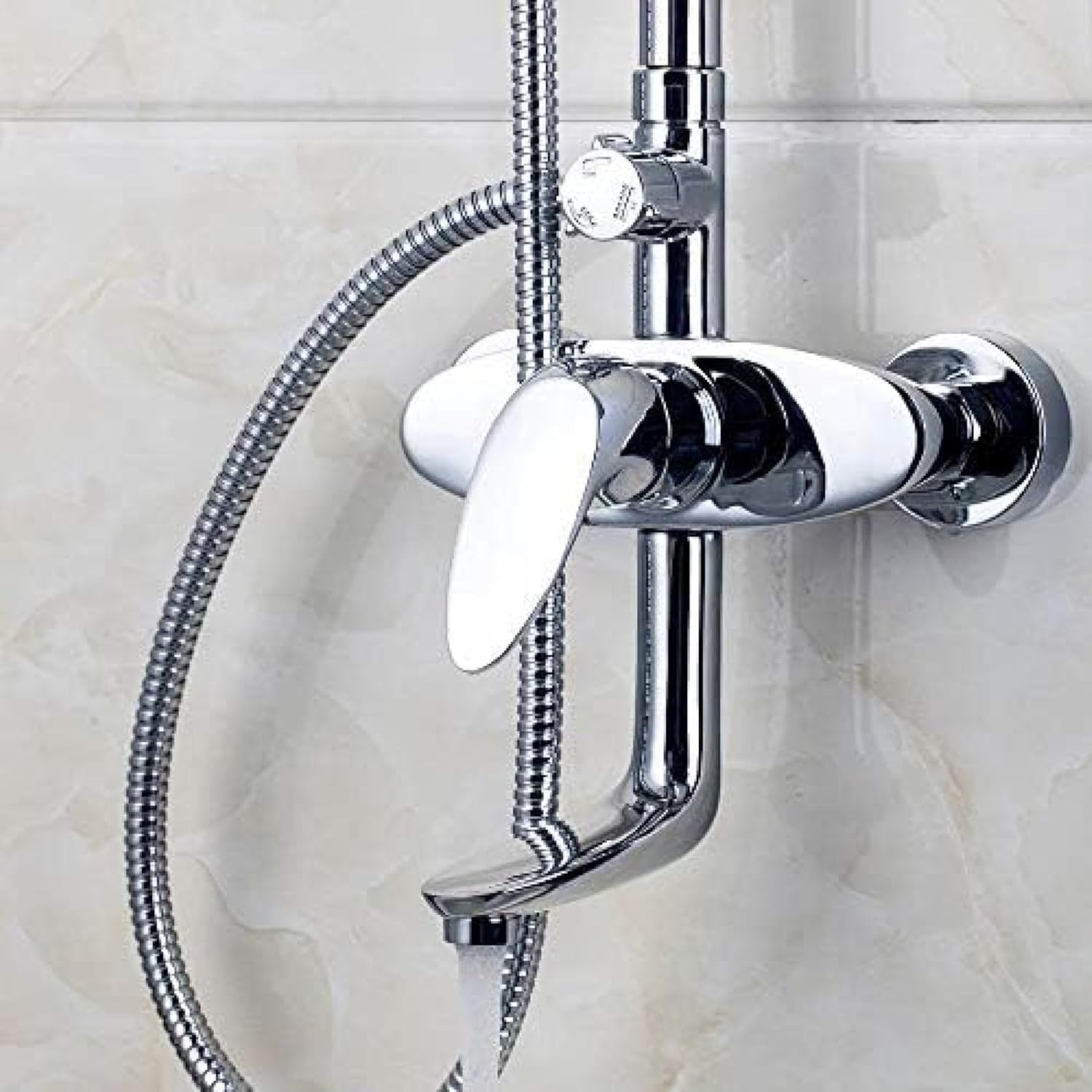 TECKI Square Chrome LED Rain Shower Trim System 8 Inch