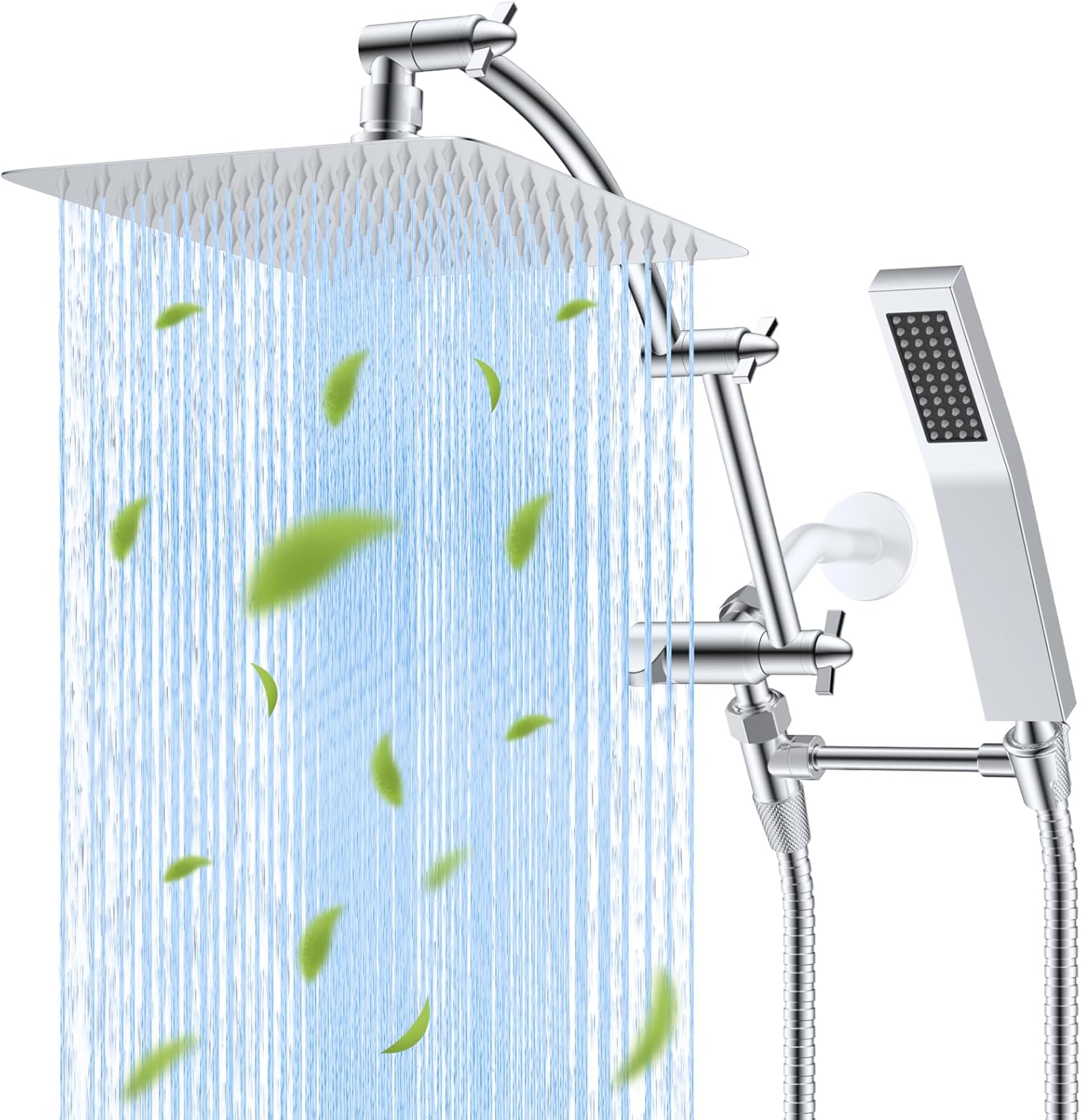 Hibbent All Metal 10x9 Rainfall Handheld Shower Combo