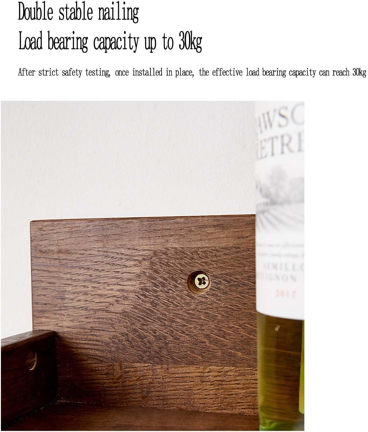 ZUGIATP Floating Wine Rack Wall Mounted Wood Storage Stand