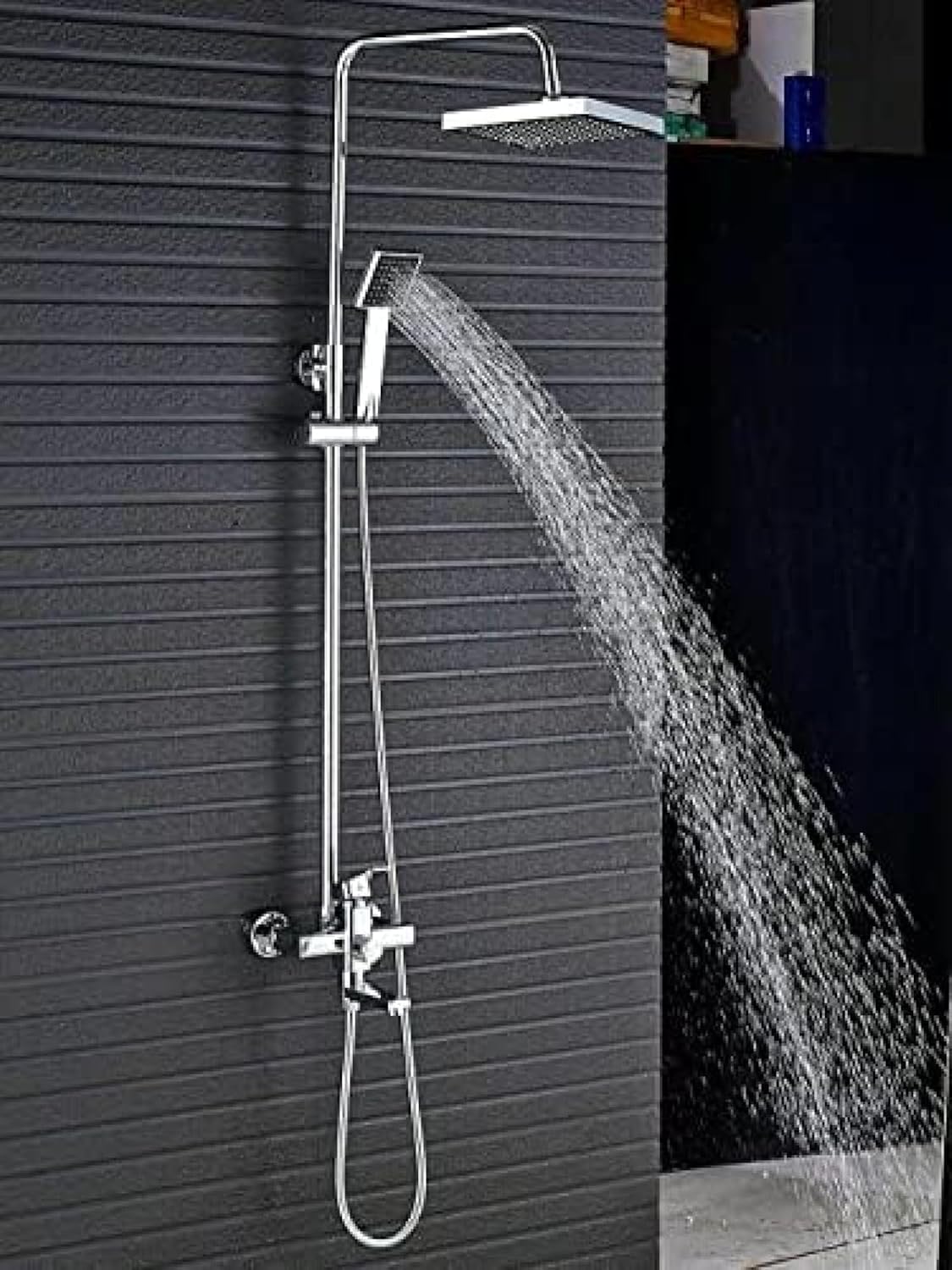 TECKI Rainfall Shower Faucet System with Handheld and Wall-mounted Mixer Set