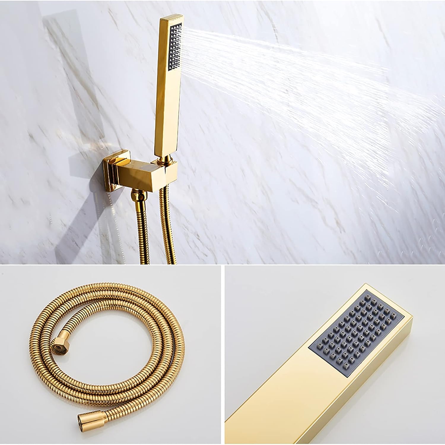 Gold Shower Faucet Set with 6 Massage Jets